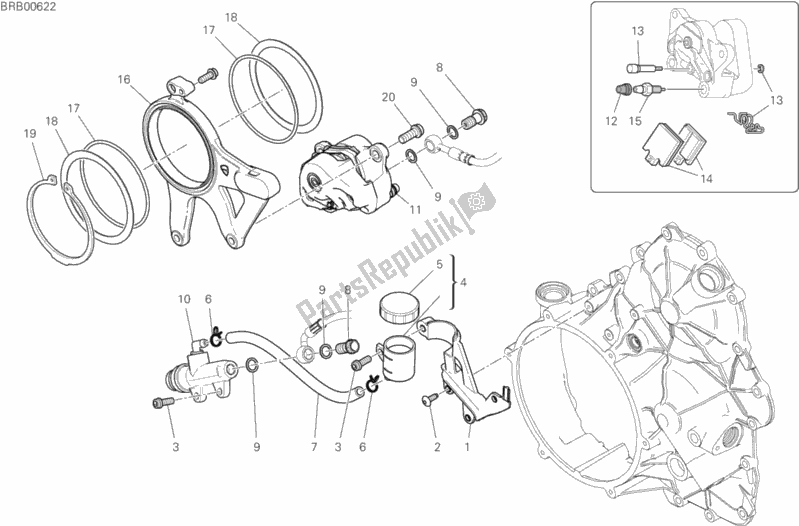 All parts for the Rear Brake System of the Ducati Superbike Panigale V4 R 1000 2020